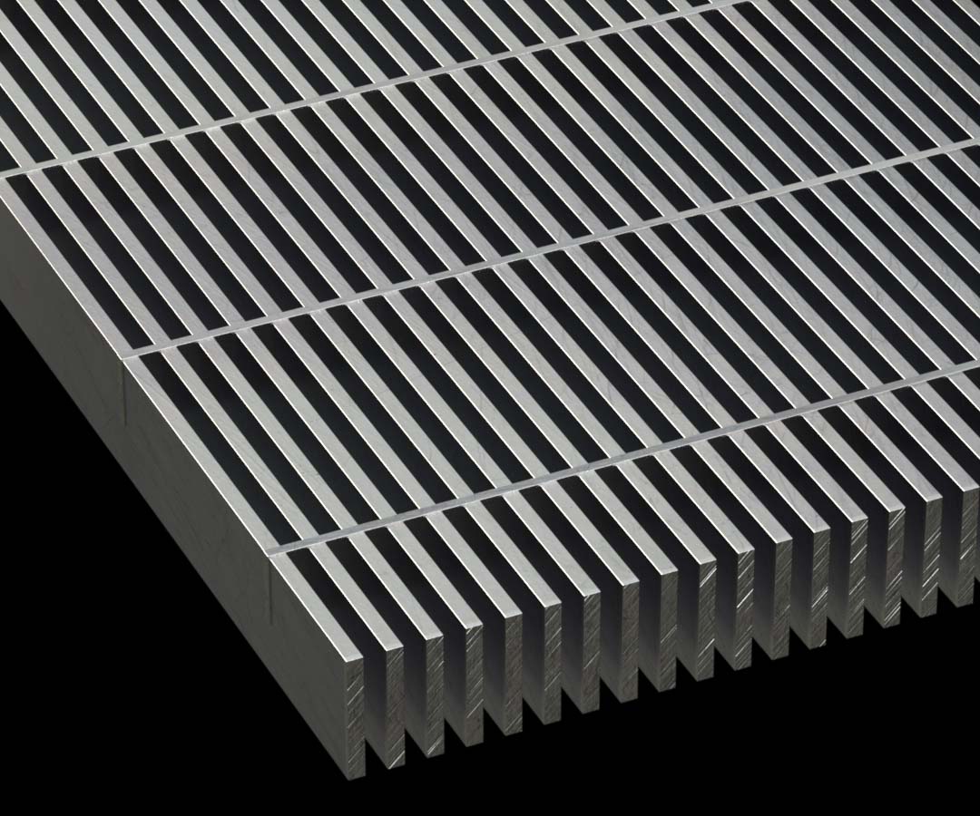 Aluminum Bar Grating sheet on a black background.