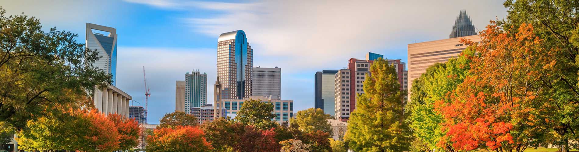 A skyline view of downtown Charlotte.