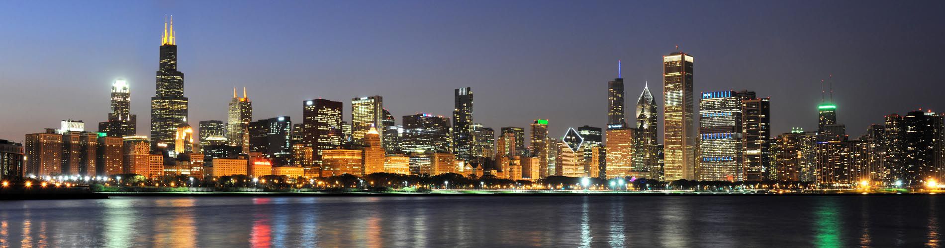 A skyline view of downtown Chicago.