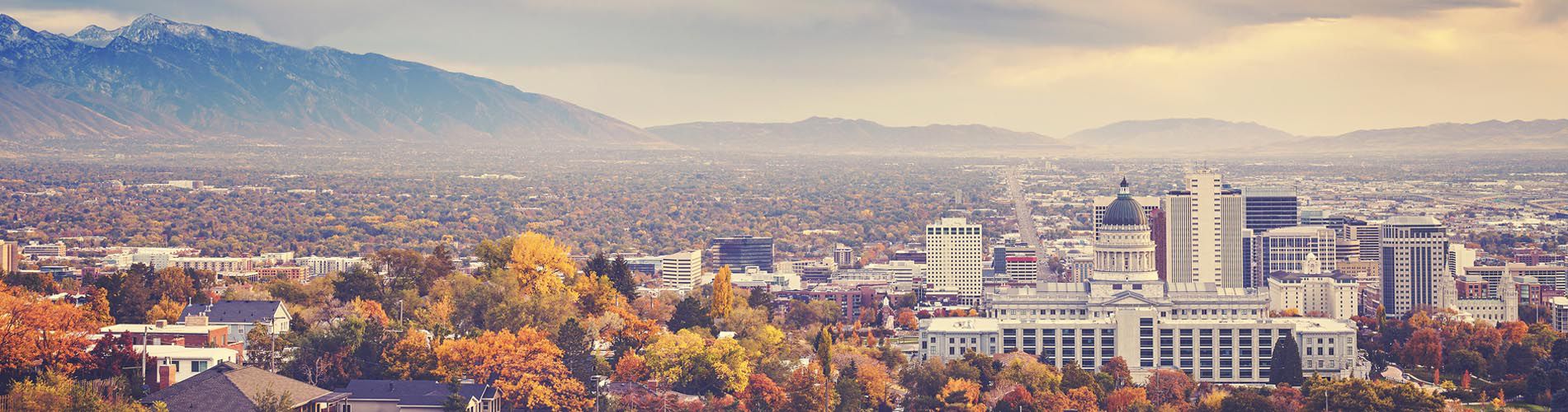 A skyline view of downtown Salt Lake City.