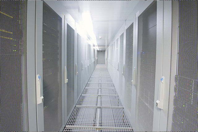 Bar Grating providing structural support and flooring to a data center.