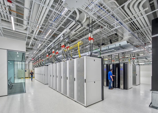 An electrical framework of servers within a data center.