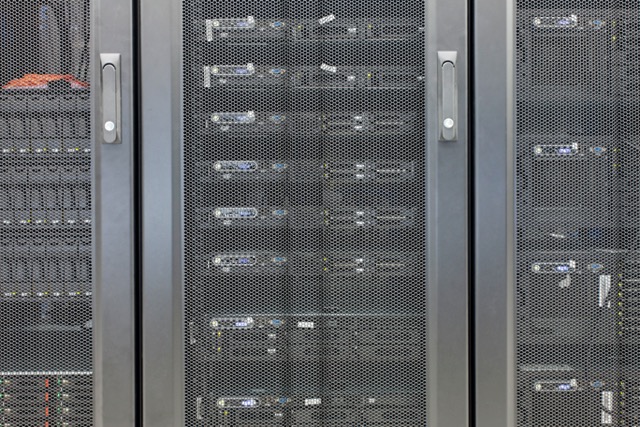 Telecommunication server in data center with Perforated Metal panels.