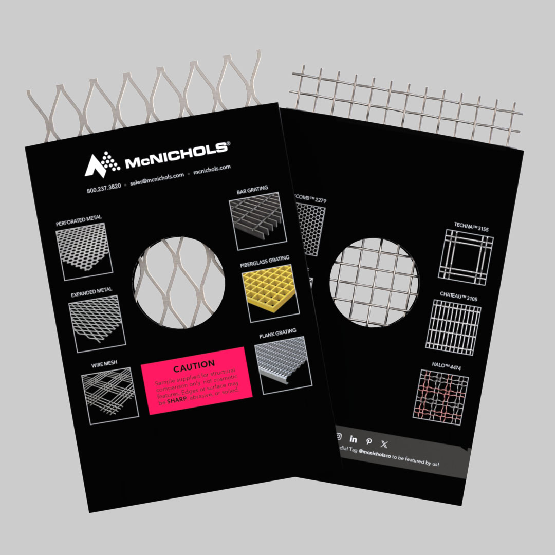 An image of two McNICHOLS® Hole Products in sleeves, acting as a CTA for Sample Requests.