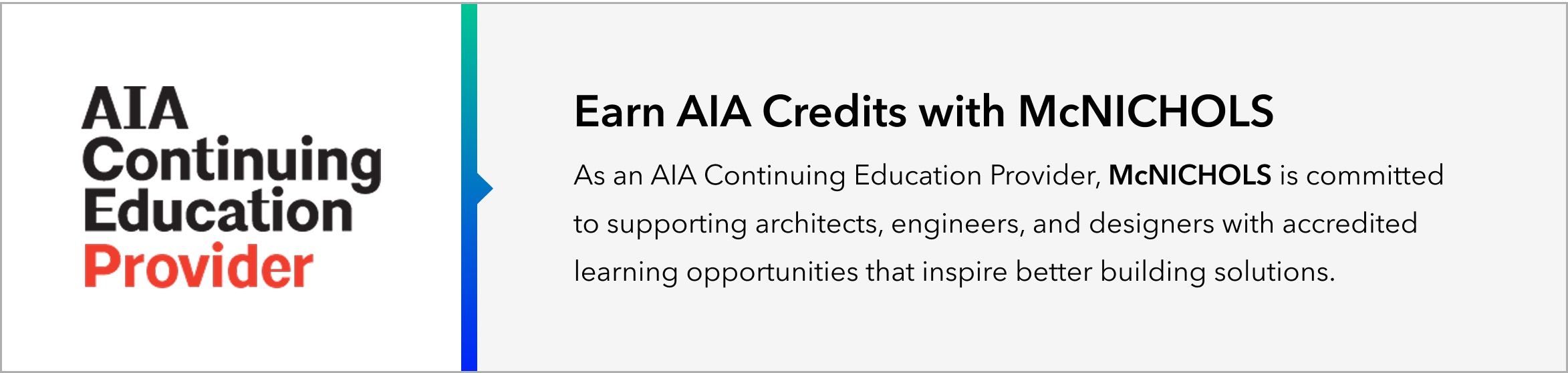 The AIA Continuing Education Provider logo, along with a paragraph explaining what it is.