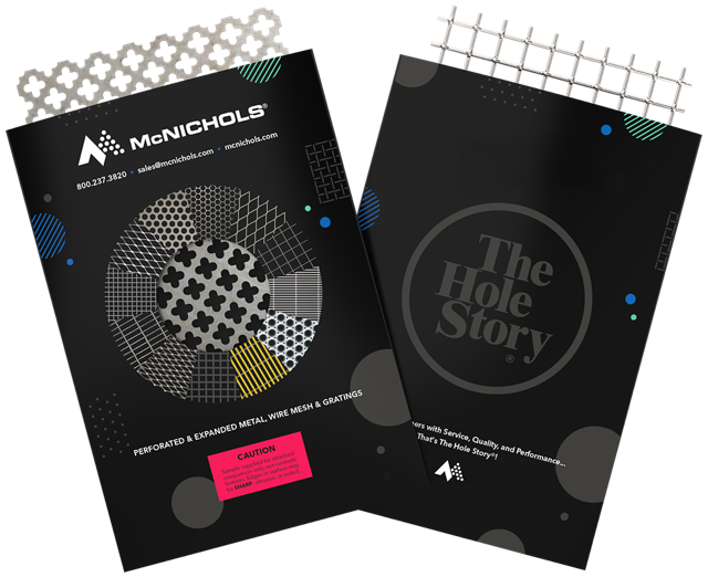 An image of the front and back of a McNICHOLS® sample sleeve as an illustration for the sample request page.